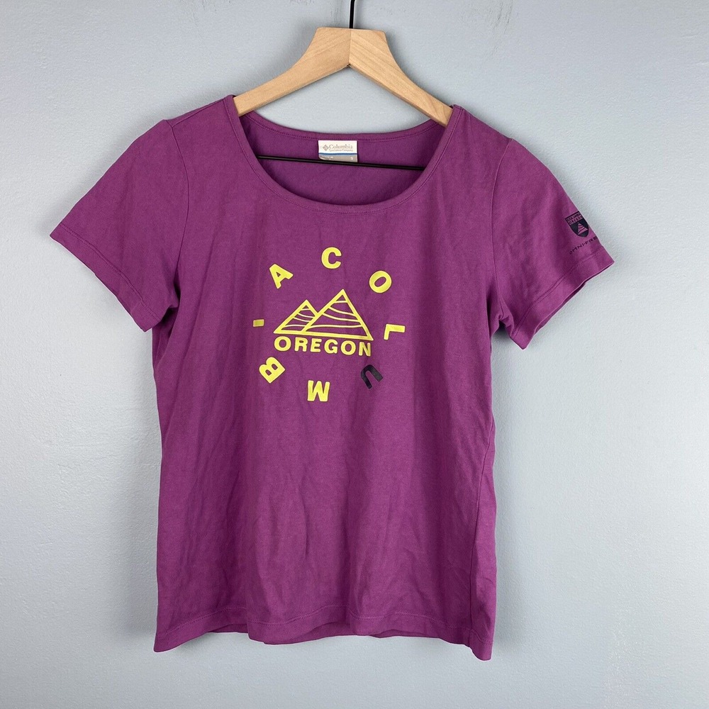 Columbia Sportswear Oregon Women's Pink Yellow Short‎ Sleeve Shirt Size Small